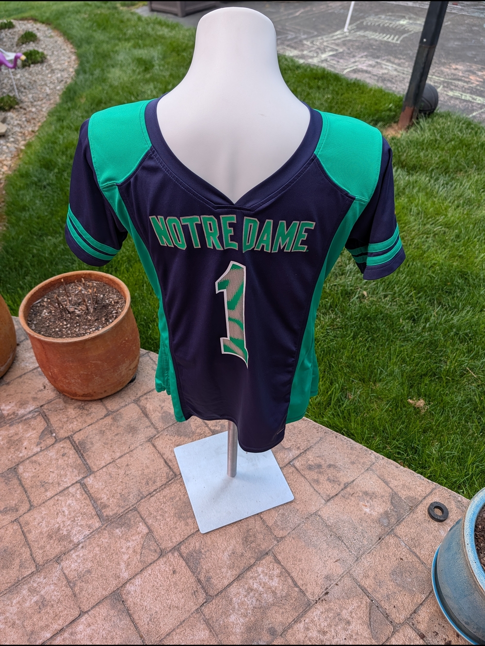 Champion Notre Dame Fighting Irish Jersey #1 Youth L 12-14 Women’s XS Navy Green